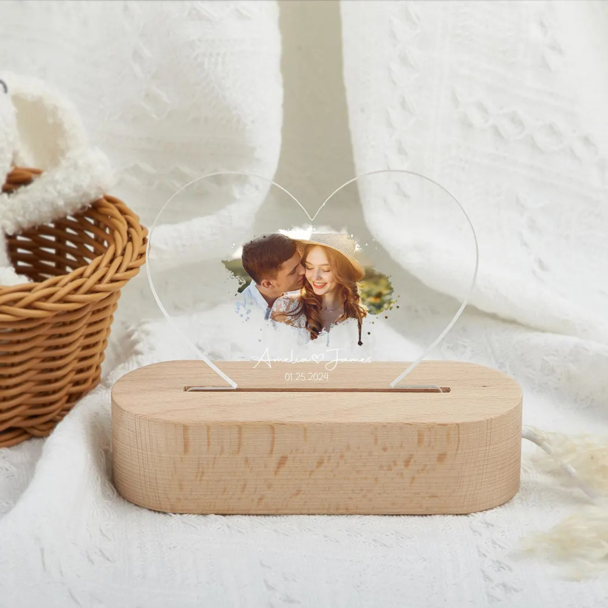 Customised LED Acrylic Night Lamp - We are in Heart